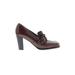 Stephane Kelian Heels: Loafers Chunky Heel Classic Brown Print Shoes - Women's Size 4 1/2 - Almond Toe