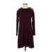 American Eagle Outfitters Casual Dress Crew Neck Long sleeves: Burgundy Print Dresses - Women's Size Medium