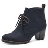 Schnürstiefelette MARCO TOZZI, Damen, Gr. 39, blau (dunkelblau kombiniert), Textil, Lederimitat, unifarben, Veloursleder, klassisch, Schuhe, Blockabsatz, Ankleboots, Schnürboots mit Ziernähten