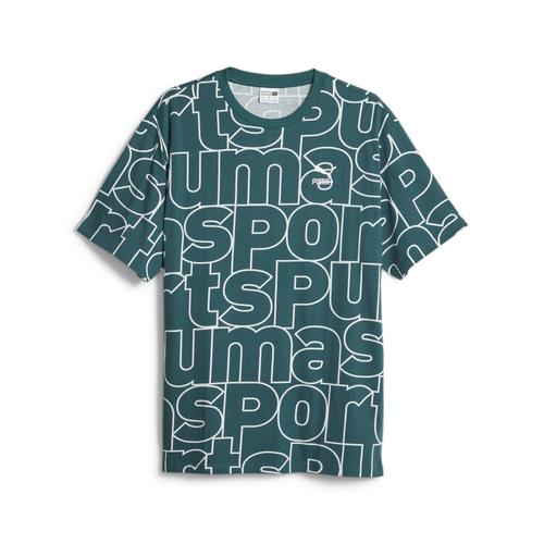 „T-Shirt PUMA „“PUMA TEAM Relaxed Allover-Print Herren““ Gr. S, grün (malachite aop green) Herren Shirts T-Shirts“