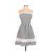 Mi ami Casual Dress - Fit & Flare: White Stripes Dresses - Women's Size Small