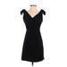 Ann Taylor LOFT Casual Dress - A-Line V Neck Short sleeves: Black Print Dresses - Women's Size 00 Petite