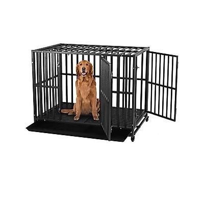 SMONTER Two Doors Heavy Duty Dog Crate, 42-in