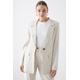 Womens Tall Stripe Linen Blend Single Breasted Blazer