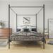 Black Metal Canopy Bed Frame with Vintage Style Headboard & Footboard