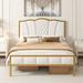 Full Size Upholstered Metal Platform Bed with Tufted Headboard