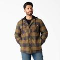 Dickies Men's Flannel Hooded Shirt Jacket - Navy/brown Duck Buffalo Size L (TJ201)