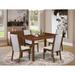 Red Barrel Studio® 5 Pc Dinette Set Includes a Rectangle Dining Table & 4 Parson Chairs - Antique Walnut Finish Wood/Upholstered in Brown | Wayfair