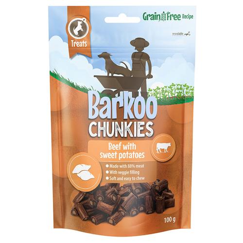 6x 100g Rind & Süßkartoffel Barkoo Chunkies Meat Cubes Hundesnacks