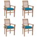 Anself 4 Piece Patio Chairs with Seat Cushion Teak Wood Outdoor Dining Chair Set Wooden Armchairs for Garden Balcony Backyard Furniture 24.4 x 22.2 x 37 Inches (W x D x H)