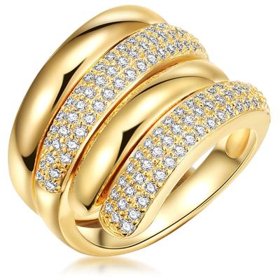 Lulu & Jane Ring Messing Zirkonia in Gelbgold 58 Damen Image