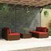 Anself 5 Piece Patio Set with Cushions Poly Rattan Brown