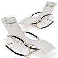 Crestlive Products 2PCS Steel Patio Rocking Lounge Chairs White