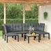 Anself 7 Piece Outdoor Patio Furniture Set Sectional Sofa Set with Dark Gray Seat and Back Cushions Black Poly Rattan Conversation Set for Garden Deck Poolside Backyard