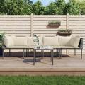 Gecheer 5 Piece Patio Set with Cushions Gray Poly Rattan