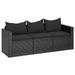 vidaXL 3 Seat Patio Sofa Outdoor Conversation Sofa with Cushions Poly Rattan