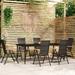 Anself 7 Piece Outdoor Dining Set Glass Tabletop Table and Backrest Adjustable 6 Garden Chairs PE Rattan Dinner Set for Balcony Yard Deck Lawn Patio