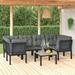 Anself 7 Piece Outdoor Patio Furniture Set Sectional Sofa Set with Dark Gray Seat and Back Cushions Black Poly Rattan Conversation Set for Garden Deck Poolside Backyard