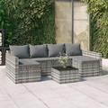 Gecheer 2 Piece Patio Set with Cushions Gray Poly Rattan