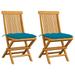Anself Patio Chairs with Blue Cushions 2 pcs Solid Teak Wood