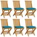 Anself Patio Chairs with Blue Cushions 6 pcs Solid Teak Wood