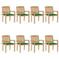 Gecheer Stacking Patio Chairs with Cushions 8 pcs Solid Teak Wood