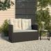 Anself Patio Bench with Cushions Black 41.3 Poly Rattan