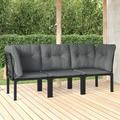 Anself 3 Piece Outdoor Patio Furniture Set Single Chair and 2 Corner Chairs with Seat Cushions Sectional Sofa Set Black Poly Rattan Conversation Set for Garden Deck Poolside Backyard