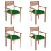 Anself Patio Chairs 4 pcs with Green Cushions Solid Teak Wood