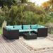 Anself 7 Piece Patio Set with Cushions Poly Rattan Black