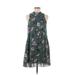 Wishlist Casual Dress - Mini Mock Sleeveless: Green Floral Dresses - Women's Size Medium