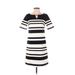 White House Black Market Casual Dress - Mini Keyhole Short sleeves: White Stripes Dresses - Women's Size 0