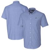 Men's Cutter & Buck Royal Kansas Jayhawks Alumni Logo Stretch Oxford Short Sleeve Button-Down Shirt