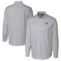 Men's Cutter & Buck Charcoal North Carolina Tar Heels Alumni Logo Stretch Oxford Stripe Long Sleeve Button-Down Shirt