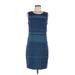 Simply Vera Vera Wang Casual Dress - Sheath Scoop Neck Sleeveless: Blue Color Block Dresses - Women's Size Medium