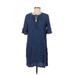 Old Navy Casual Dress - Shift Tie Neck Short sleeves: Blue Print Dresses - Women's Size Medium