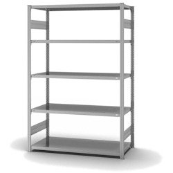 PROREGAL Fachbodenregal Stecksystem | Grundregal | HxBxT 200x130x60cm | 5 Ebenen | Fachlast 190 kg | Beidseitig nutzbar | Verzinkt Image