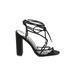 so Me Heels: Black Print Shoes - Women's Size 7 - Open Toe