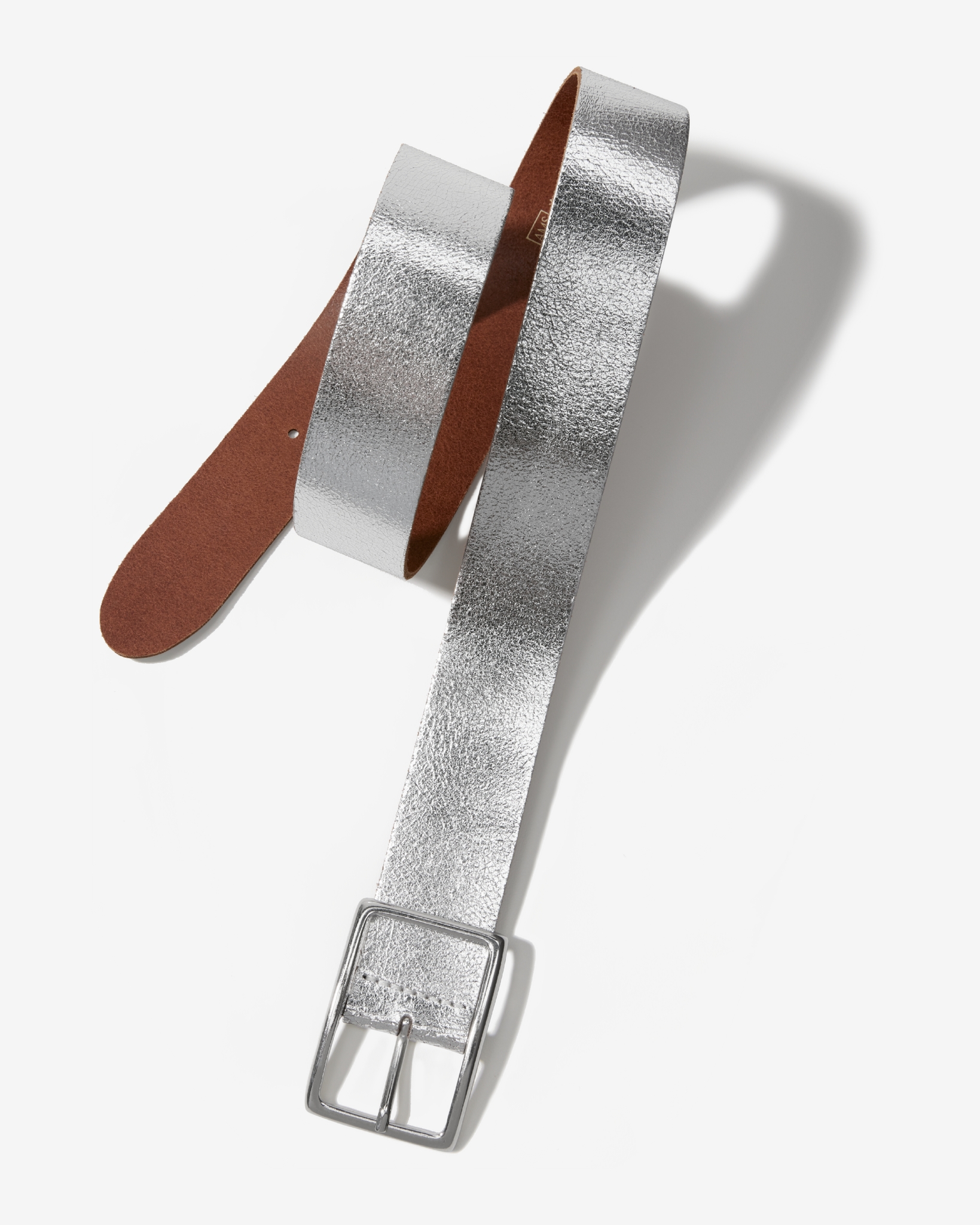 Boston Proper - Silver Metallic - Modern Classic Leather Belt - XL