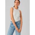 Tanktop VERO MODA "VMLAVENDER SL TOP VMA JRS NOOS", Damen, Gr. XL (42), weiß (snow weiß), Jersey, Rippware, Obermaterial: 95% Baumwolle, 5% Elasthan, unifarben, Basic, figurbetont normal, Rundhals, ohne Ärmel, Tops, mit Rundhalsausschnitt