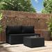 vidaXL Patio Lounge Set with Cushions Black/Gray/Brown Poly Rattan