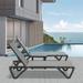 Patio Chaise Lounge Chair Set of 3,Outdoor Aluminum Polypropylene Sunbathing Chair with 5 Adjustable Position,Side Table