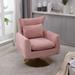 Classic Mid Century 360-degree Swivel Accent Chair, Pink Linen