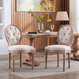 37.8" Seat Bar Stool, Upholstered French Dining Chair with Oak Legs PU Leather for Dining Room(Set of 2)