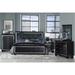 Everly Quinn 3-4_Devora Faux Leather Upholstered LED Panel Bedroom Set Upholstered in Black | 4.5 H x 85.5 W x 82.5 D in | Wayfair