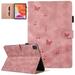 ELEHOLD Leather Case for iPad Pro 11 2022/2021/2020/2018 Embossed Butterfly Pattern PU Leather Card Holders Kickstand Function Flip Folio Protective Cover pink