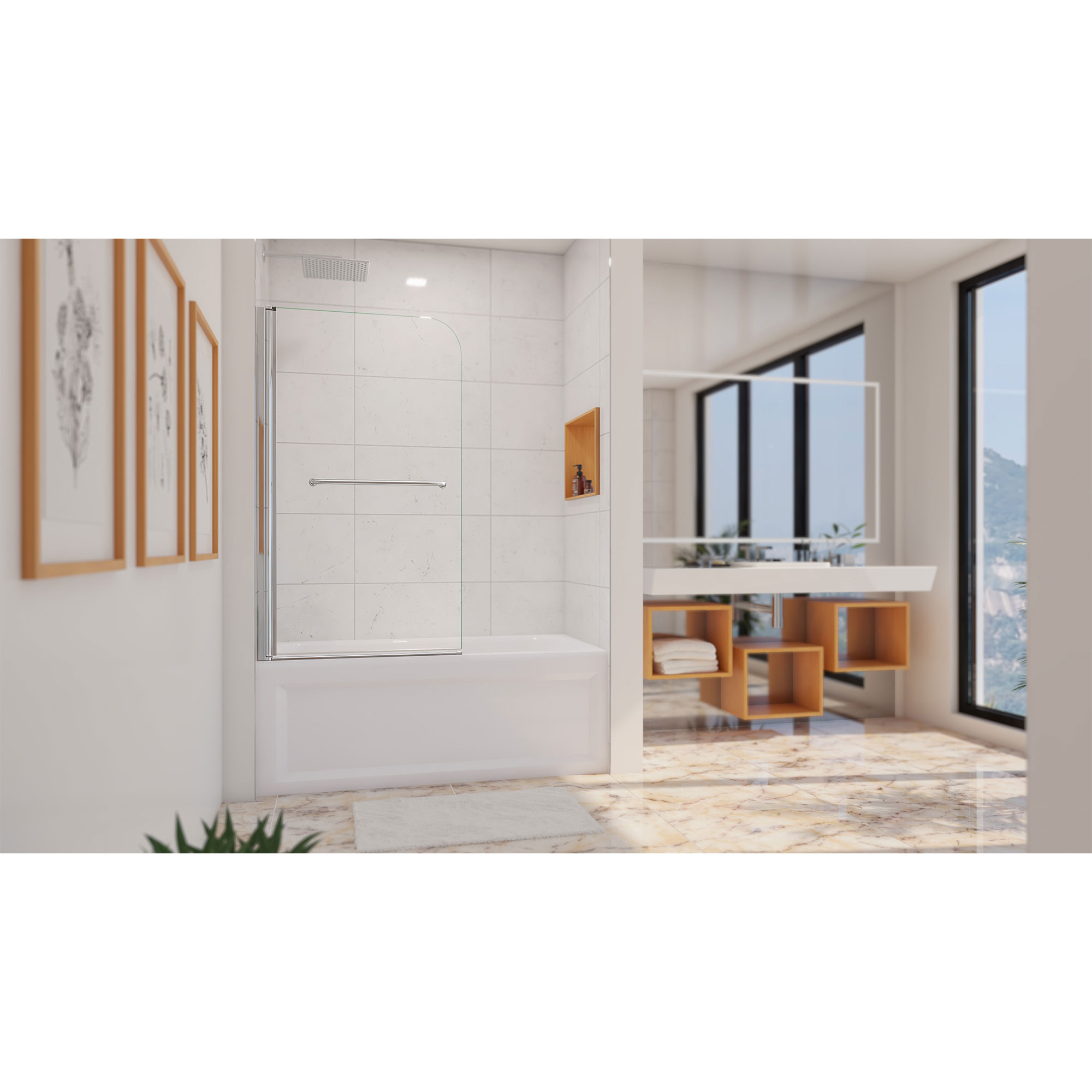 Dreamline DreamLine Aqua Swing 34 inch W x 58 inch H Frameless Tub Door in Chrome SHDR-3734580-01