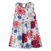 Tosmy Girls Dresses Toddler Summer Sleeveless Cartoon Red Flower Print Princess Dress Casual Dress Home Wear Party Dress