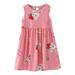 Tosmy Dresses For Girls Toddler Summer Sleeveless Cartoon Strawberry Rabbit Print Princess Dress Casual Dress Home Wear Party Dress