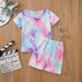 Simplmasygenix Baby Sets Clearance Summer Dress Toddler Kids Baby Girls Summer Tie-dye Short-sleeved Shorts Clothes Set